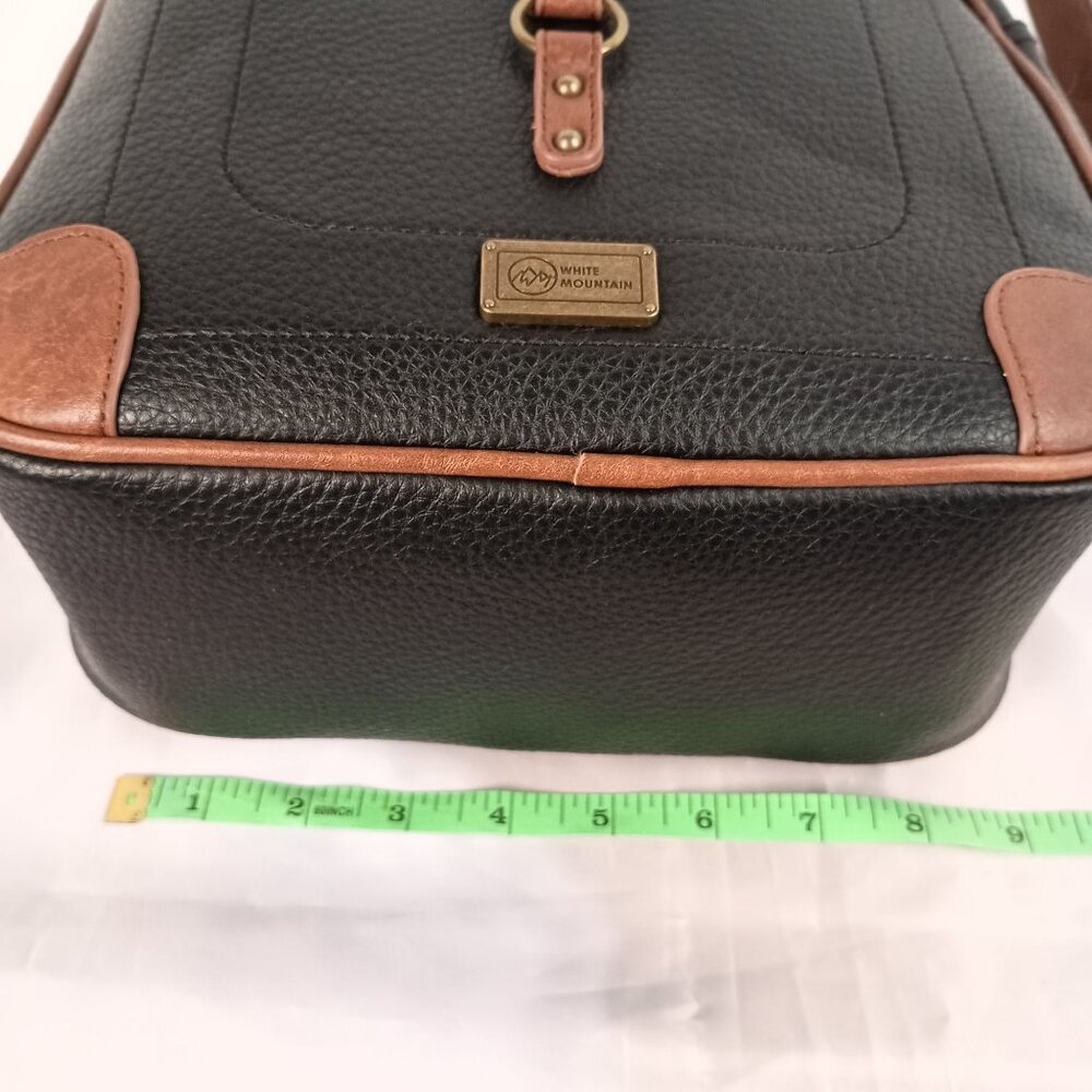 White Mountain Vegan Leather Backpack Black Brown Trim Cruelty Free NWT - Picture 6 of 15